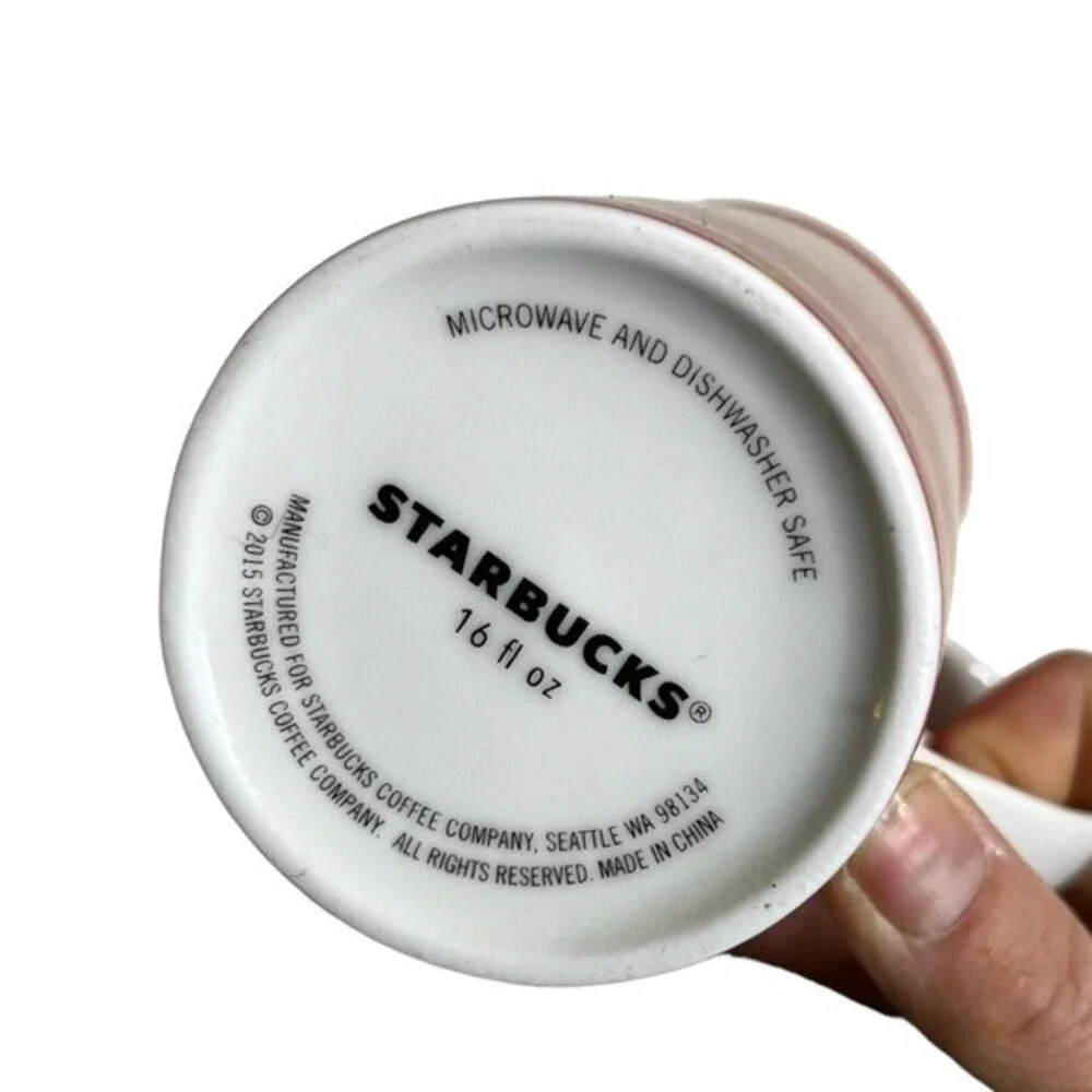 STARBUCKS Mug Tall Holiday 2015 Red Gold White
